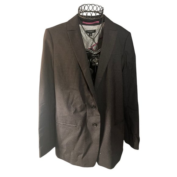 Ann Taylor Notched Two Button Blazer in WOOL BLend Size 12 Grey - Picture 1 of 9